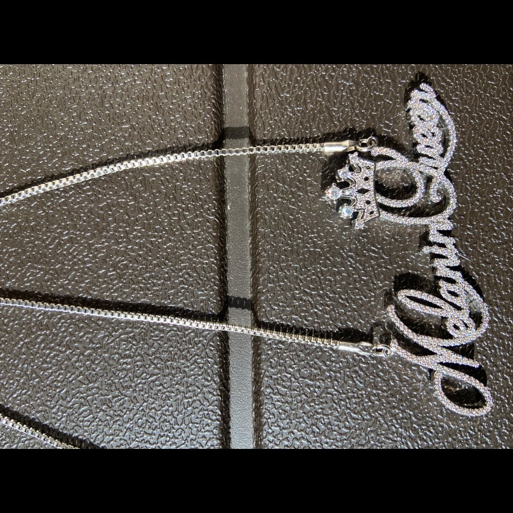 Melanin QUEEN p Stirling silver bling necklace!